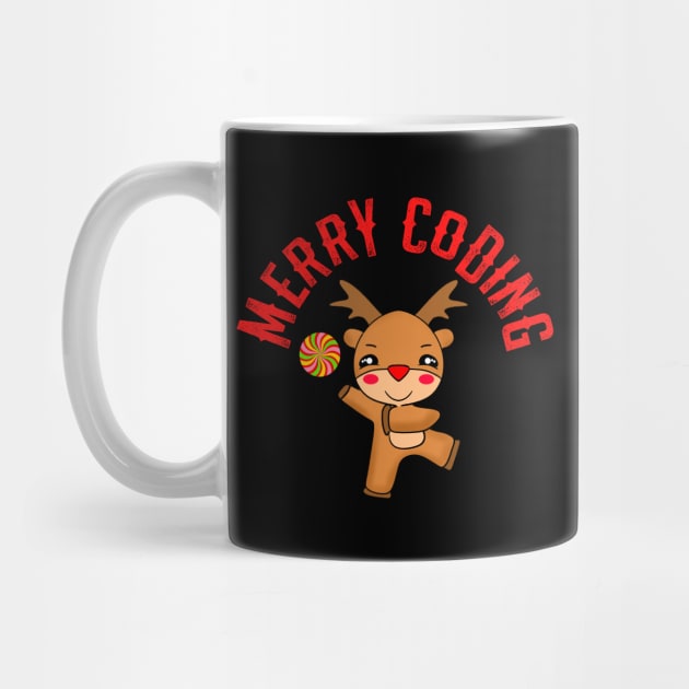 Merry, jolly coding, programming. Jolly coder, programmer. Happy dancing reindeer. Christmas. Funny Xmas dancing moves. Best web, full stack software developer, engineer ever by BlaiseDesign